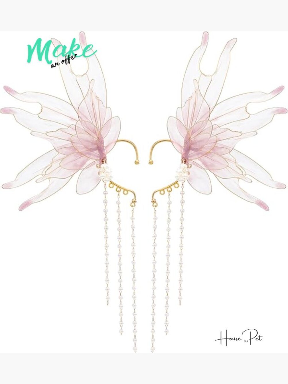 Handcrafted Mermaid Elf Ear Cuffs with Tassel - No Piercing Cosplay Earrings
